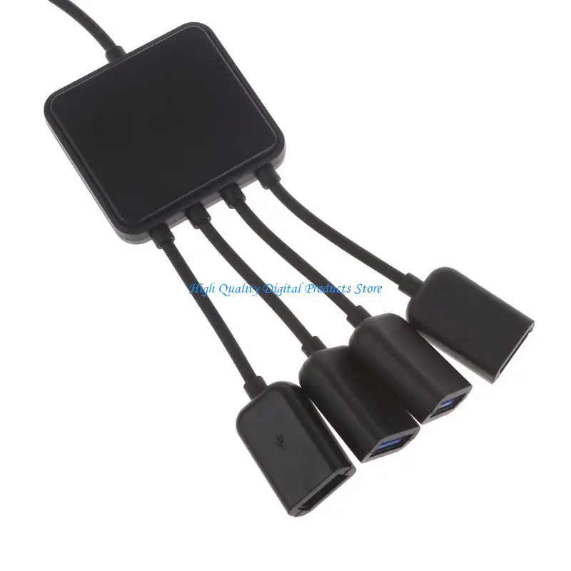 U2JE 4 1 tipo C Hub masculino para fêmea Adaptador USB 2.0 Splitter Tipo C para PC