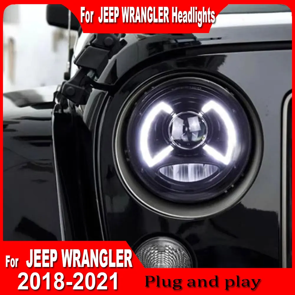 LED Car Lights for Jeep Wrangler Headlight 2018-2021 Wrangler Head Lamp Drl Projector Lens Automotive Accessories Plug and play