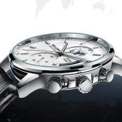 Mens Luxury Watch Leather 2024 Waterproof Chronograph Luminous Watches For Man Business Luxury Creative Quartz Wristwatches