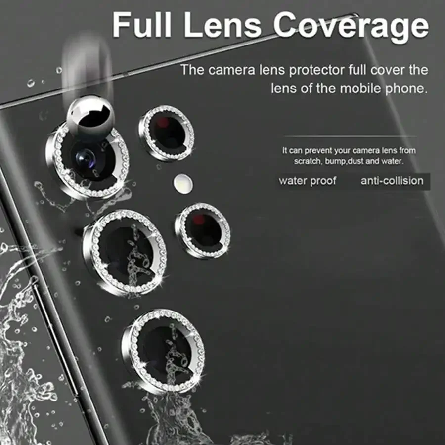 Ypm 9D Diamond Camera Lens Protector Ring Cover Film for Samsung Galaxy S25 S24 S23 S22 Ultra 5G S24 FE S23 Tempered Glass