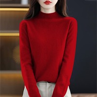 100% Pure Wool Half-Neck Pullover In Autumn And Winter New Cashmere Sweater Women'S Casual Knit Top Warm Jumper Tops 17 Colors