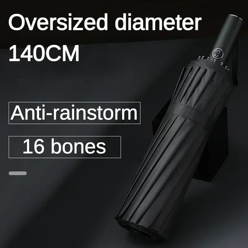 

140CM Large Automatic Folding Umbrella for Men, UV UPF50+ Protection, Reinforce Windproof Strong, Sun and Rain Umbrellas Parasol