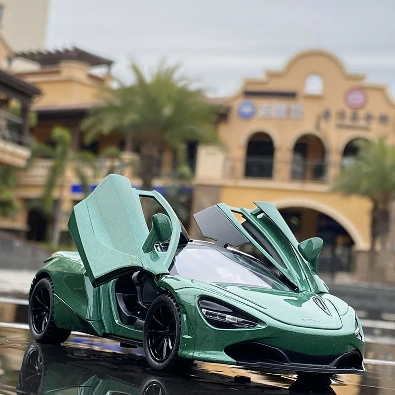 McLaren 720S modelo de liga de alta simulação, veículo metálico, leve e sonoro, brinquedo puxado, coleção de carros, presentes para crianças, A285, 1:32