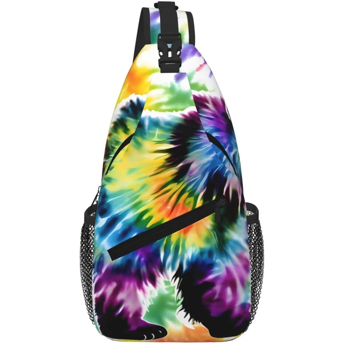 

Рюкзак через плечо с принтом Bear Dancing Tie Dye, сумка на слинге, дорожная походная нагрудная сумка, рюкзак для путешествий, водонепроницаемый