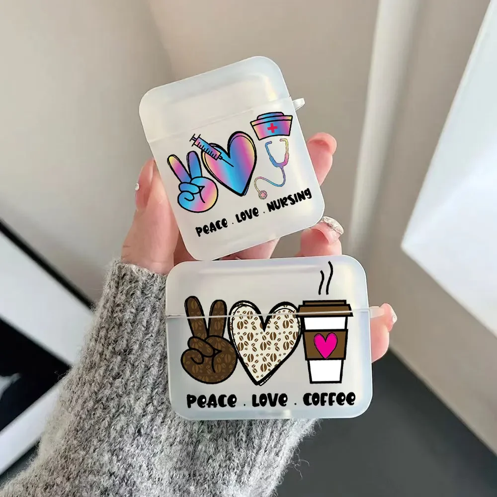 Love Peace Coffee Sign Girl Case for Airpods 3rd 4th 2 Pro Bluetooth Wireless Earphone Protective Covers Air Pods 3 Accessories