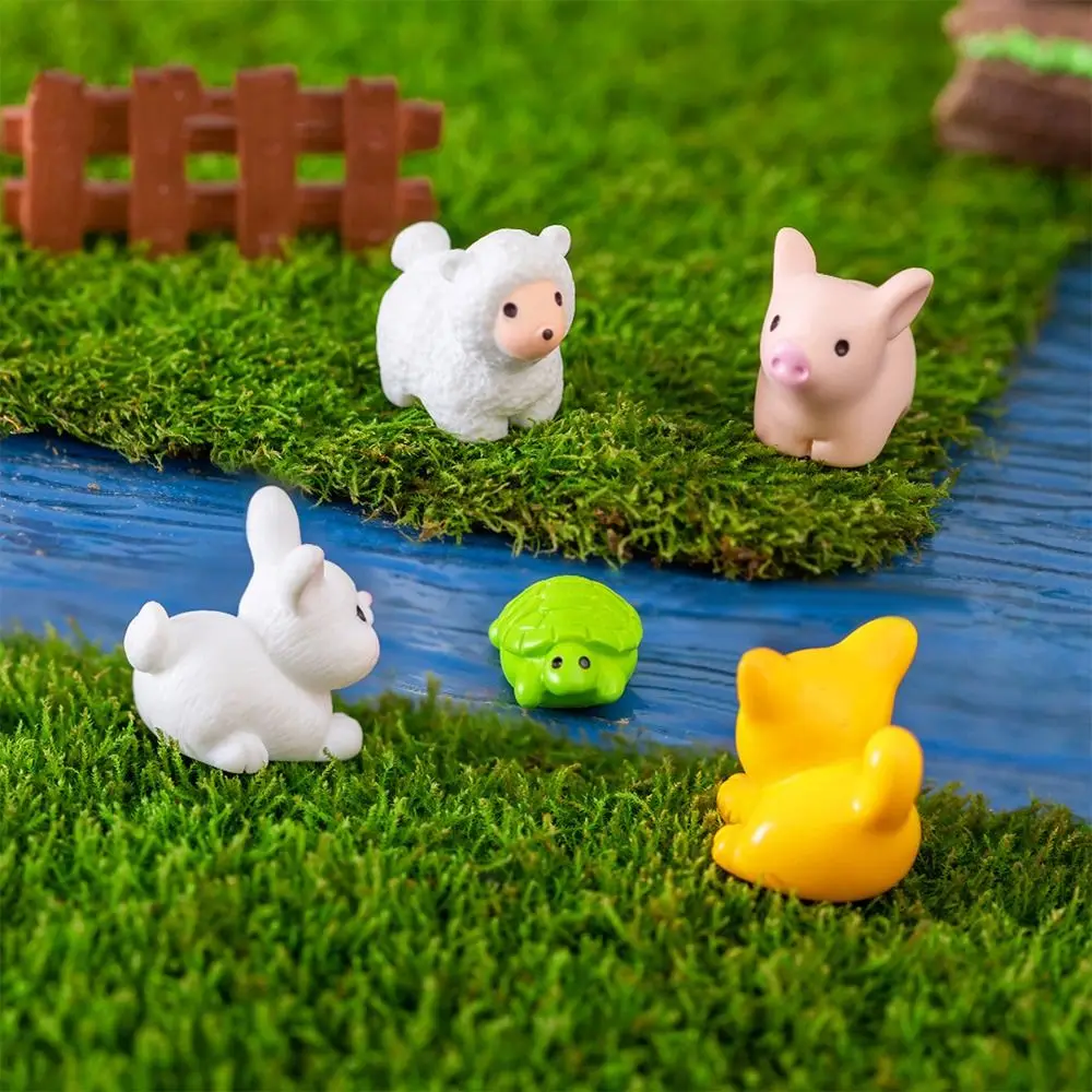 Cat Duck Sheep Squirrel Frog Turtle Animals Micro Landscape Ornaments Cute Realistic Zodiac Animals Miniatures Resin Crafts