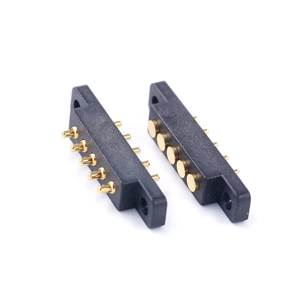 Spring Loaded Pogo Pin Connector 5 Pin 2.54MM PCB Solder Male Female pogopin L-shape Straight Board Probe Power Connector