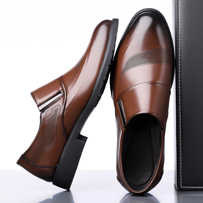 

Men's Slip on casual leather shoes Leisure and comfortable style Work Office Black brown classic adult shoes Flat bottomed