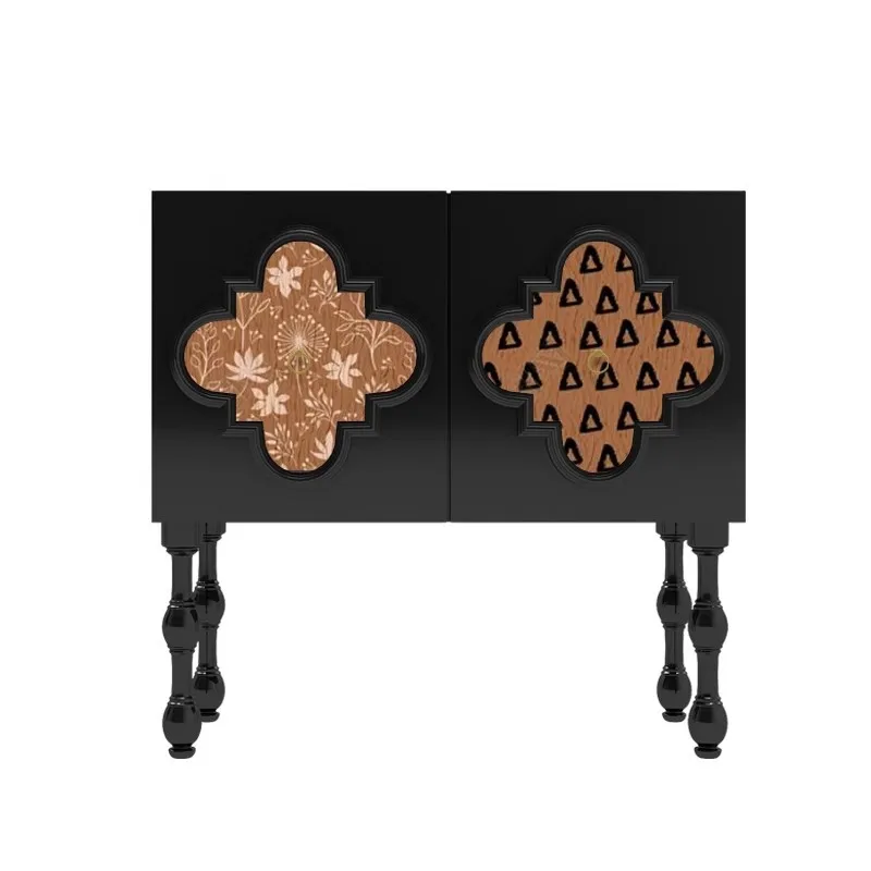 Medieval solid wood porch cabinets, lockers, household living room, retro storage cabinets against the wall, corner cabinets