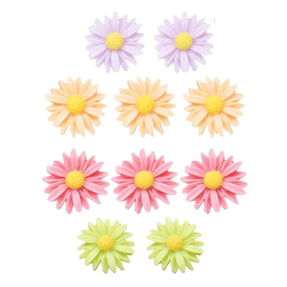 

10pcs Flower Thumbtack Resin Daisy Design Decorative Push Pins For Home Office School Bulletin Board Whiteboard Corkboard