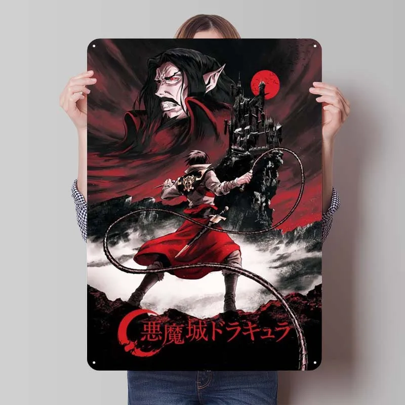 Castlevania Series Tin Sign Anime Poster Coffee Bar Retro Metal Sign Plaque for Wall Art Decoration Accessories for Home Decor