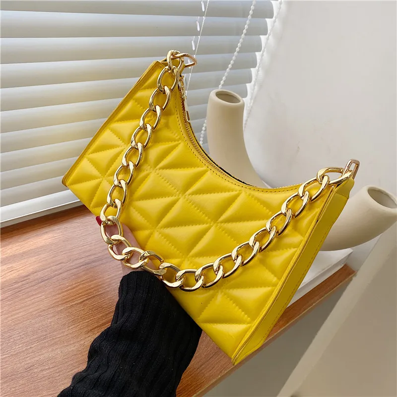 

Women'S Shoulder Bag New Solid Color Trend Underarm Bag Chain Handbag Female Fashion Texture Shopping Bag