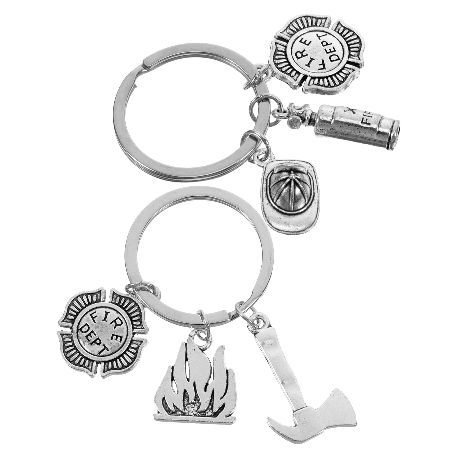 

2PCS Firefighter Metal Creative Key Rings Holder Creative Keychains Gift Durable Bag Car House Door Decoration