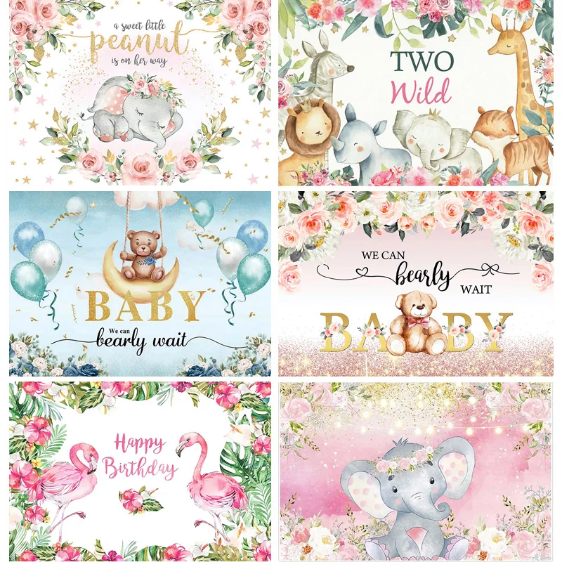 

Children's Newborn 1st Birthday Party Background Cartoon Elephant background Photo Studio Photography Props 22914 MM-02