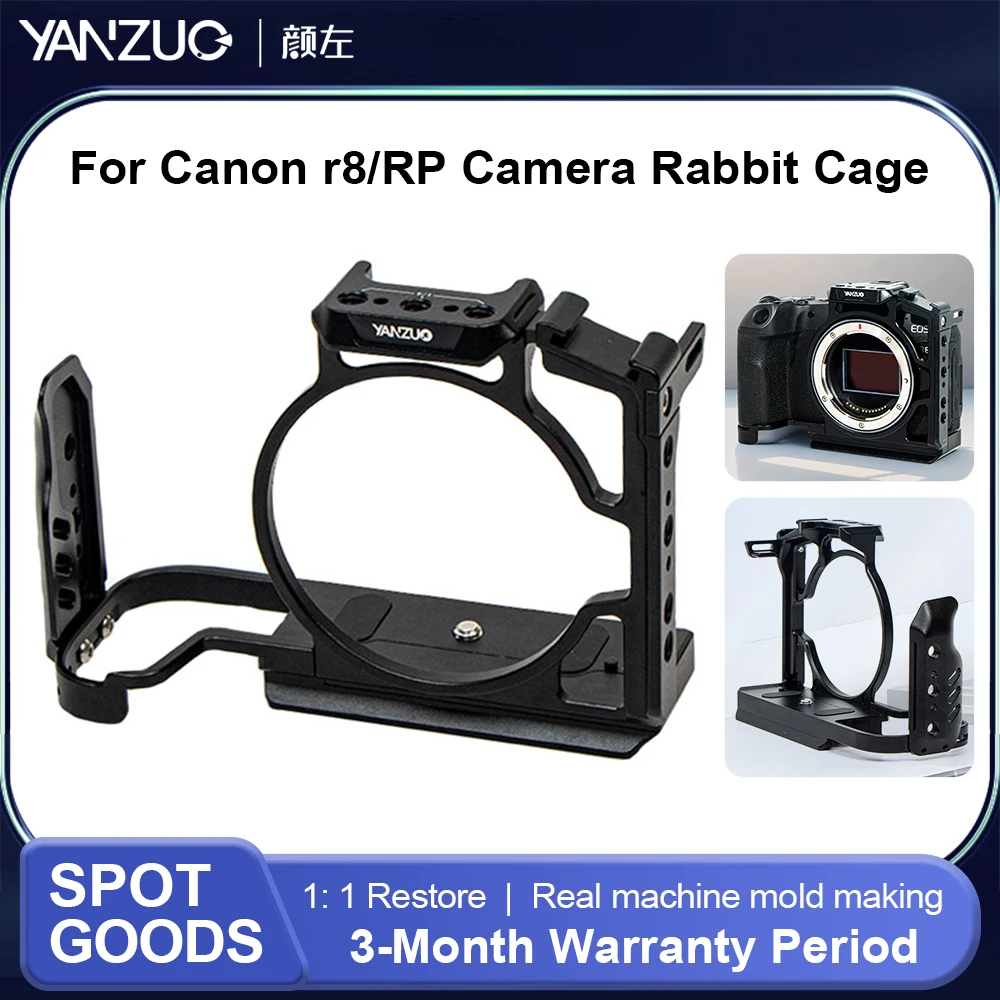 New Metal Camera Rabbit Cage Suitable for Canon EOS R8 RP Camera Protection Frame with 1/4 Screw Holes Cold Shoe Cameras Bracket