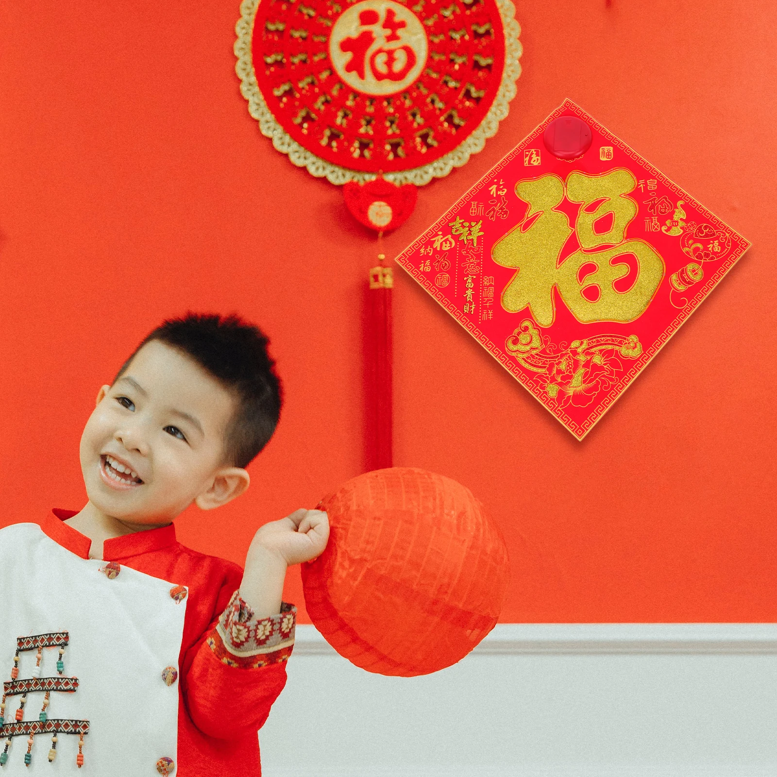 

1pc Decorative Lamp Premium Paper Craft Chinese New Year Hanging Festival Lanterns Home Office Mall Decoration Fu