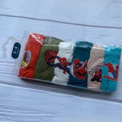 Six Pack Cartoon Spider Man Car Boys Pure Cotton Breathable Lightweight Triangle Underwear Children's Boxing Shorts 2-10 Years