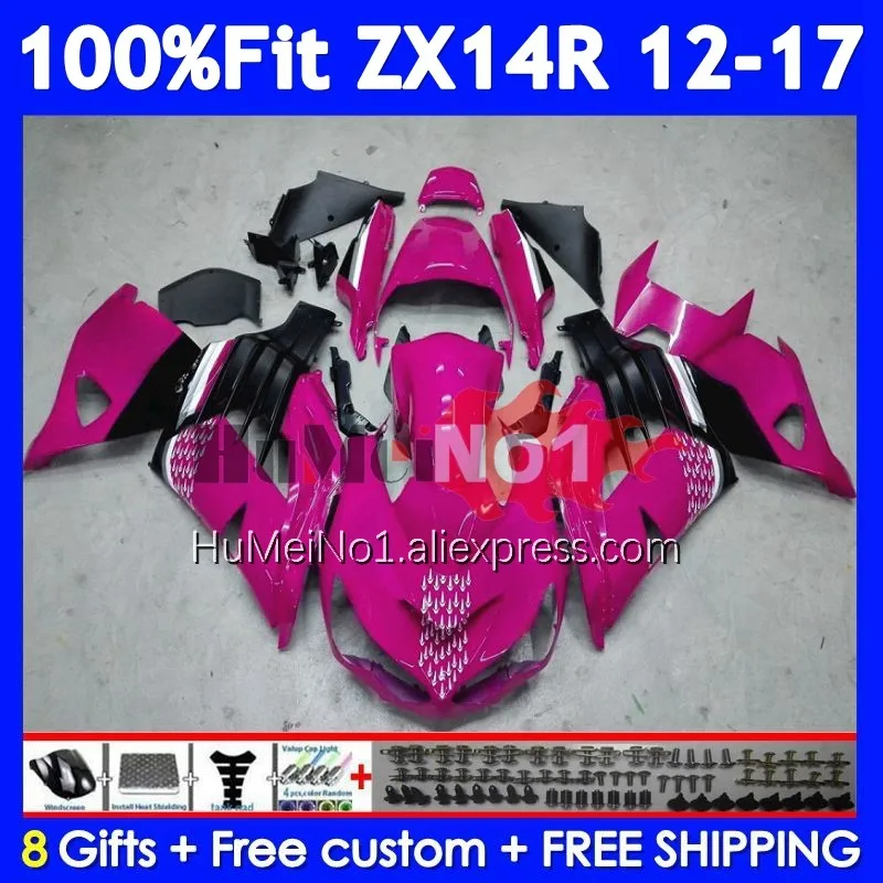 Rose Black Body For KAWASAKI NINJA ZX 14R ZX14R 2012 2013 2014 2015 2016 2017 229No.120 ZX14 R ZX-14R 12 13 14 15 16 17 Fairing