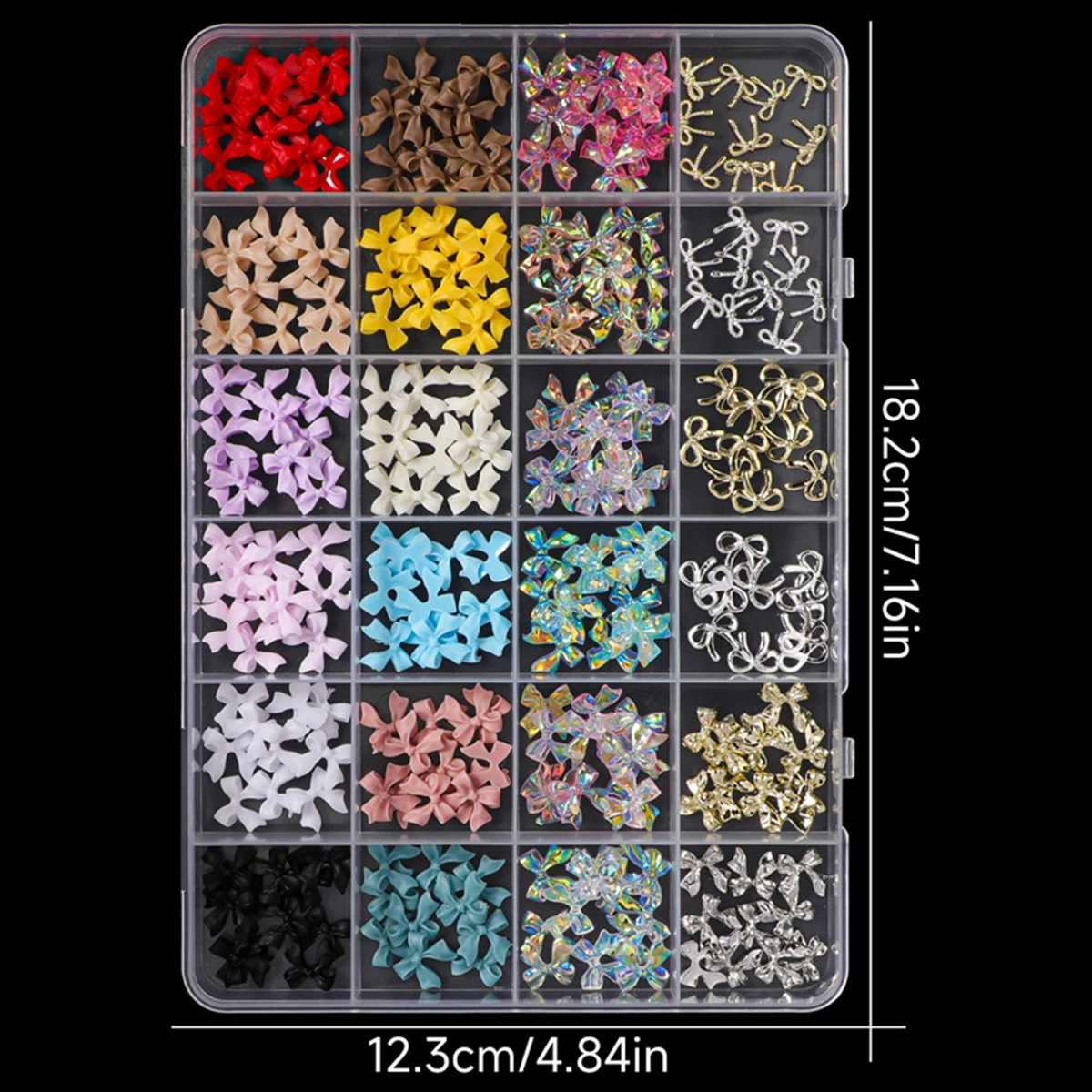 24 شبكة من ملحقات فن الأظافر، قوس متعدد الألوان من سبائك الراتنج، غاسل متعدد الألوان بلون سادة متعدد الاستخدامات، ديكور أظافر يمكن ارتداؤه بنفسك #6