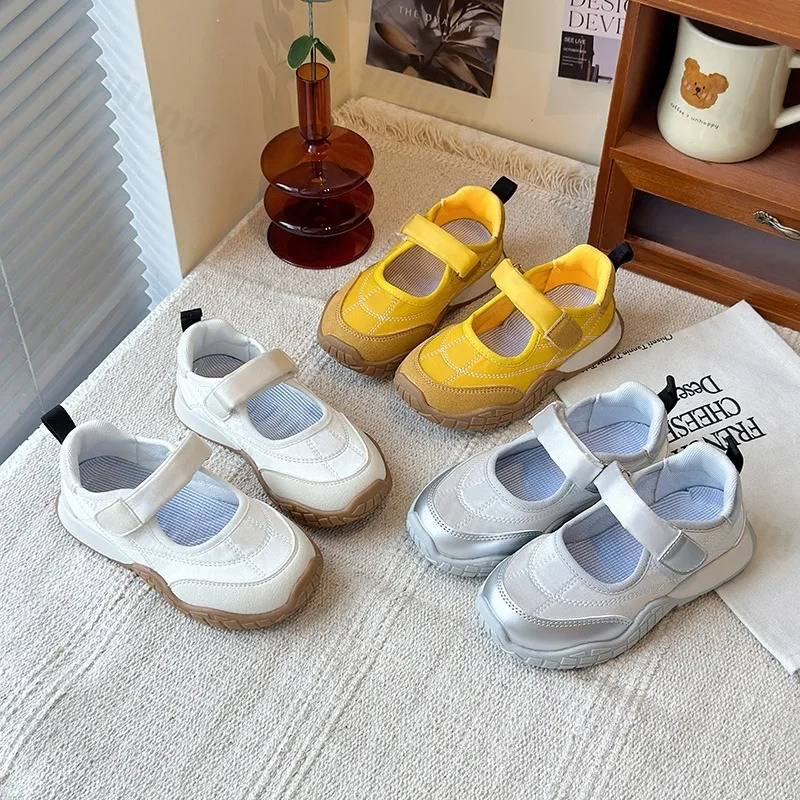 

Модные трендовые повседневные туфли для девочек, лето 2024, детские дышащие кроссовки Мэри Джейн с открытым носком, удобные кроссовки на мягкой подошве