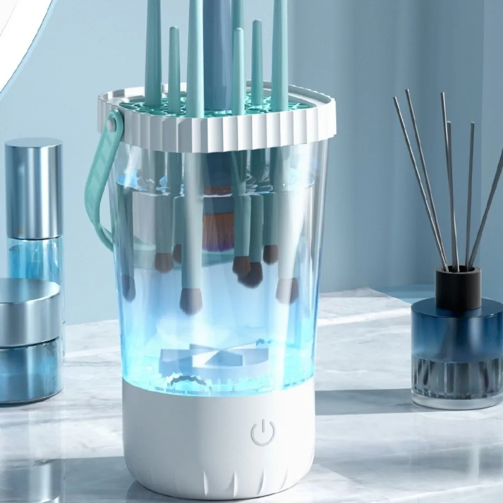 Transparent Electric Makeup Brush Cleaner and Dryer Fast Cleaning Efficient Deep Clean Automatic Cosmetic Washing Tool