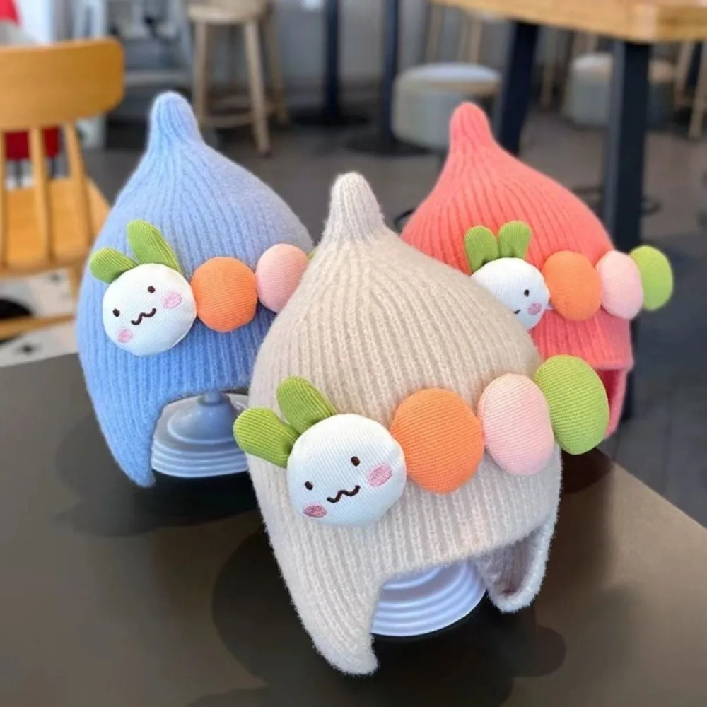 

Милая зимняя теплая шапка-бини, ветрозащитная защита ушей, мультяшная вязаная шапка, утолщенная мягкая шапка с капюшоном