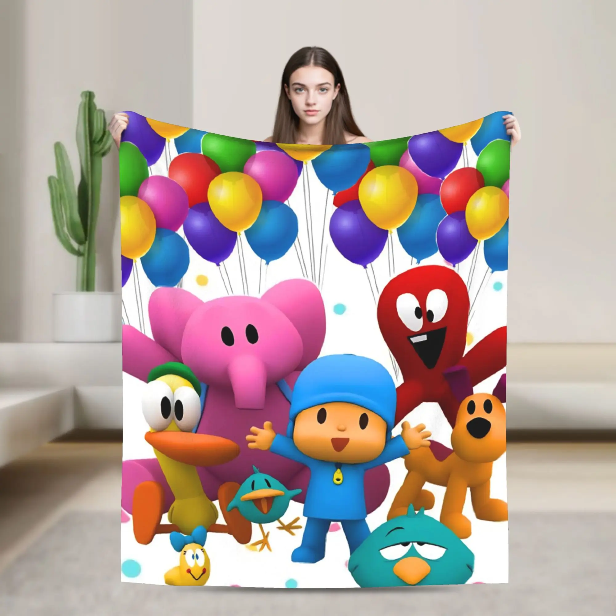 P-POCOYO Elly  Flannel Blanket Winter  Warm Throw Blanket for Girls Boys Couch Chair Street Trend Bedspread Sofa Bed Cover