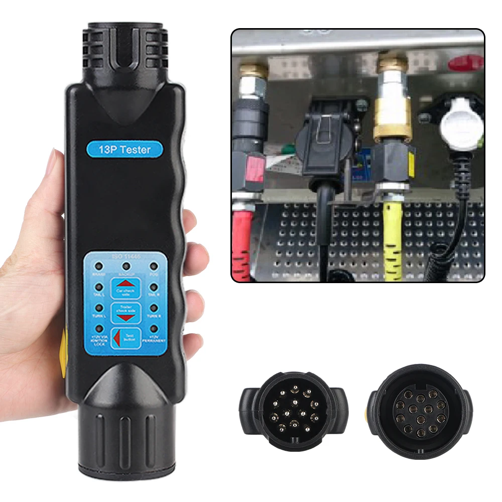 12V Universal Trailer Plug Socket Tester Wiring Circuit Light Test Diagnostic Tools 13 Pin Car Truck Caravan Accessories