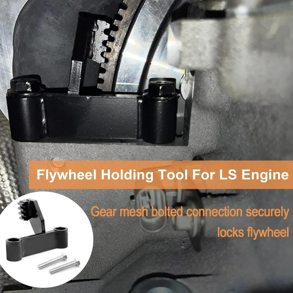 Flywheel Locking Holder Tool for GM LS1 LS2 LS3 LS6, Black Steel Flexplate Lock with 2 Bolts, Fits 1997-2019 RWD V8 Engines