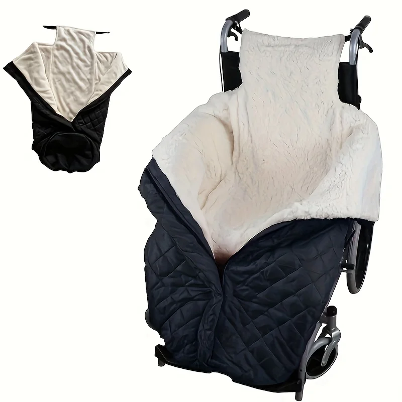 

Thick Winter Wheelchair Blanket with Leg Cover, Adjustable Straps & Soft Fleece. All-Season Indoor Outdoor Use