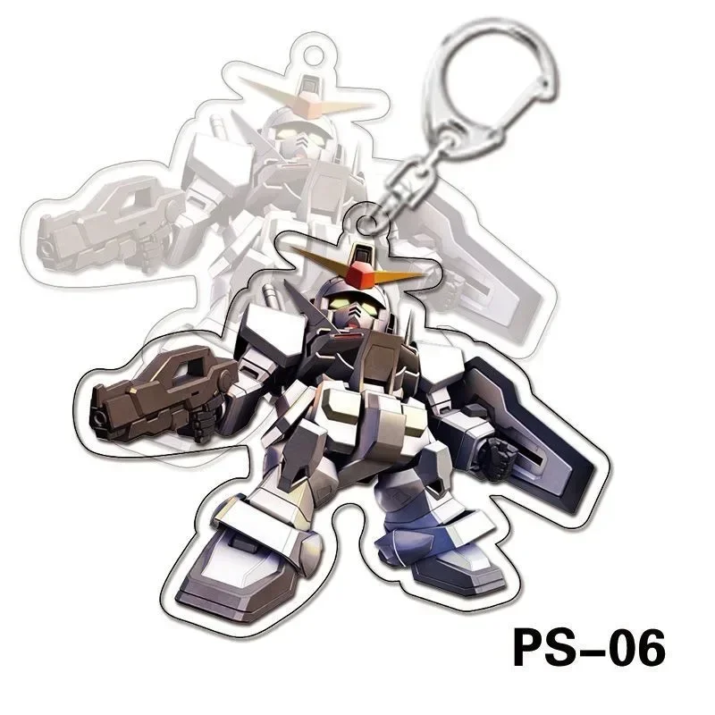 Gundam Acryl Helder Sleutelhanger 2D Rugzak Hanger Persoonlijkheid Creativiteit Leuke Cartoon Accessoires Kinderen Speelgoed Vakantiecadeau