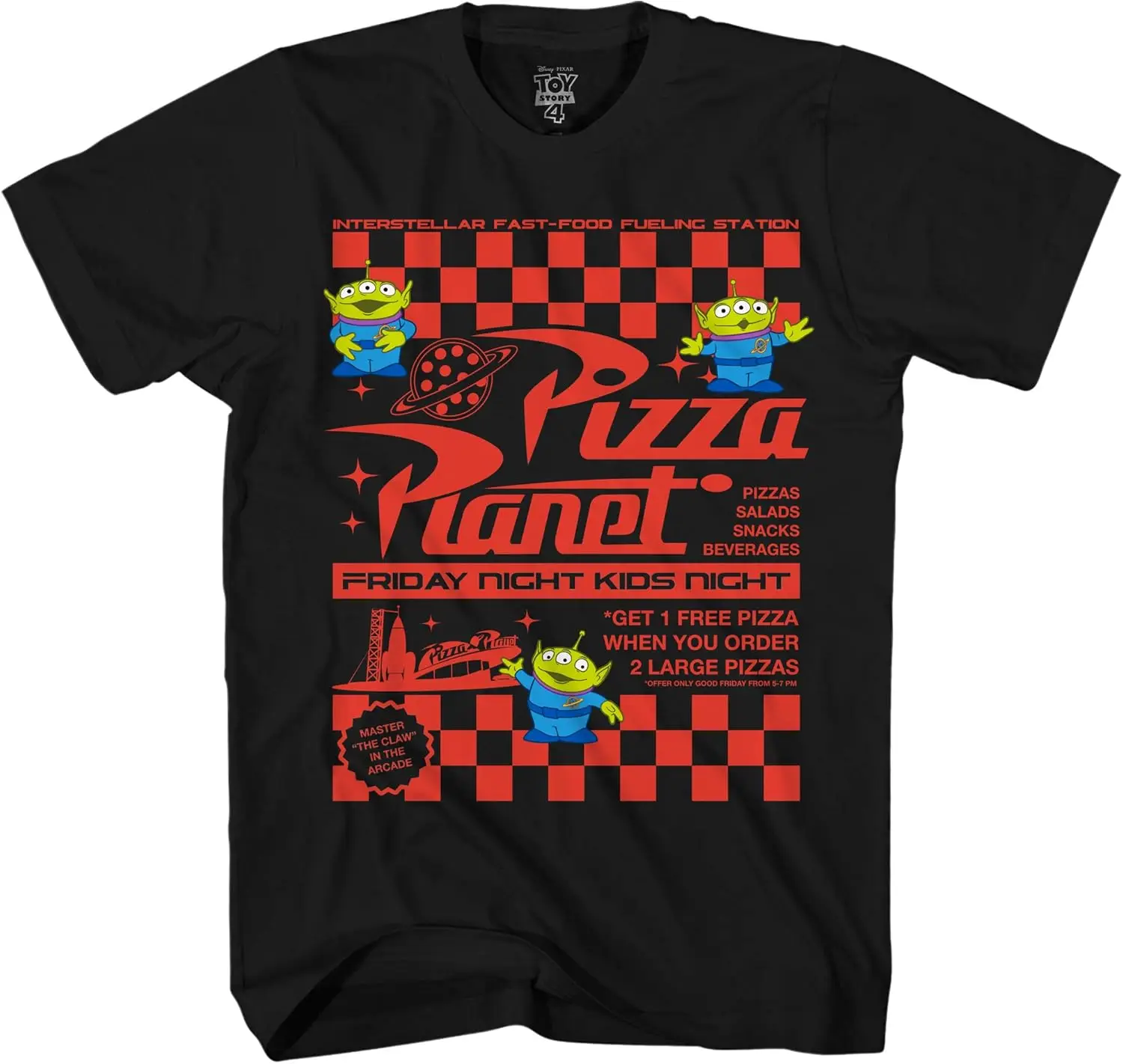 MINISOXDisney Pixar Toy Story Pizza Planet Take Out Flyer Disneyland World Tee Funny Humor Men's Graphic T-Shirt