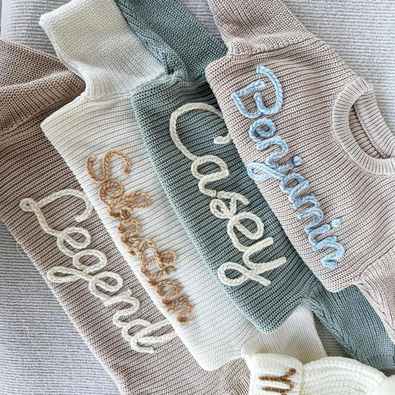 Customized Baby Sweaters with Handmade Letter Embroidery Winter Coat Sweaters for Men and Women Baby Knitted Sweaters