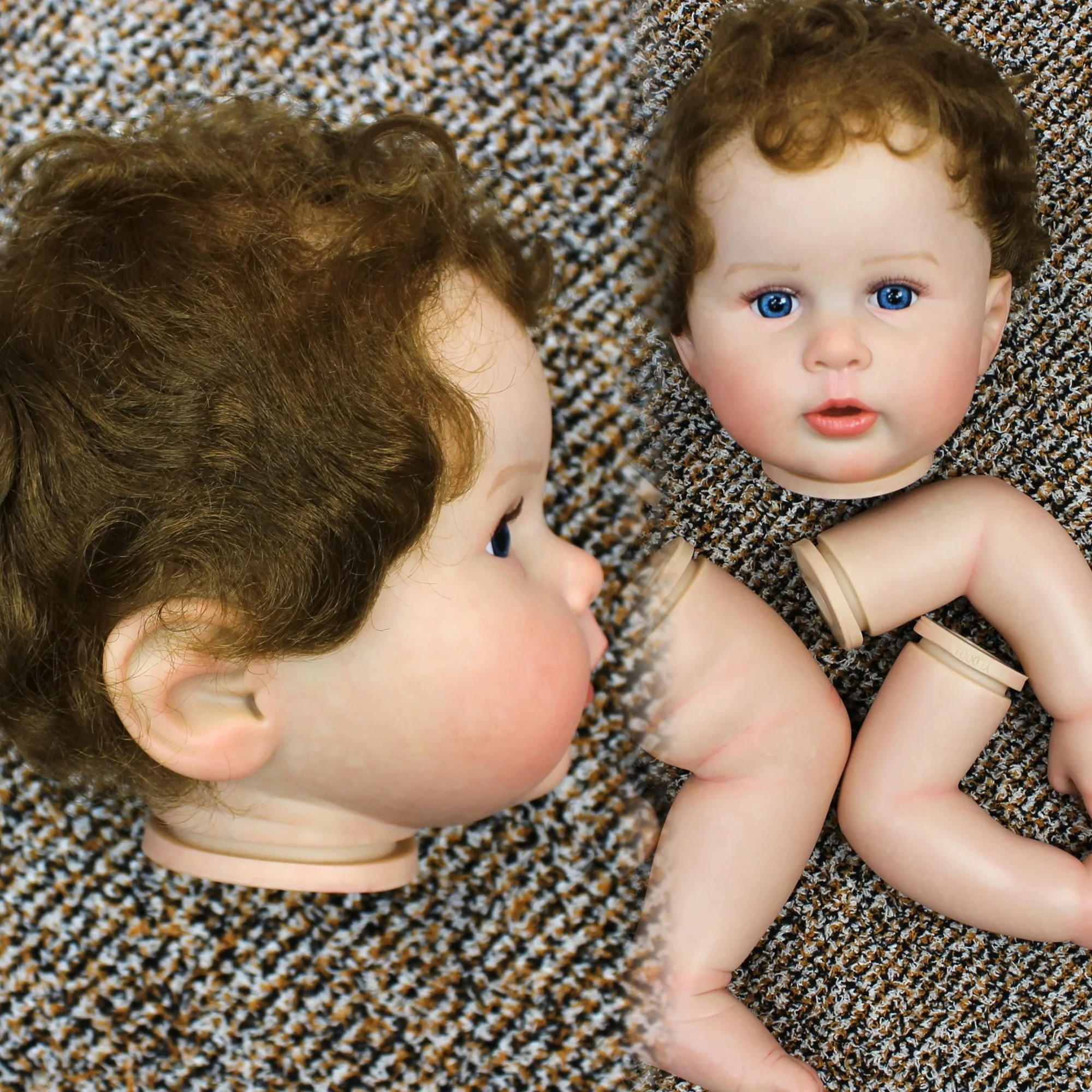 

22Inch Unassembled Painted George Kit Reborn With Rooted Hair DIY Kit Parts Soft Touch Lifelike Real Reborn Toddler Doll