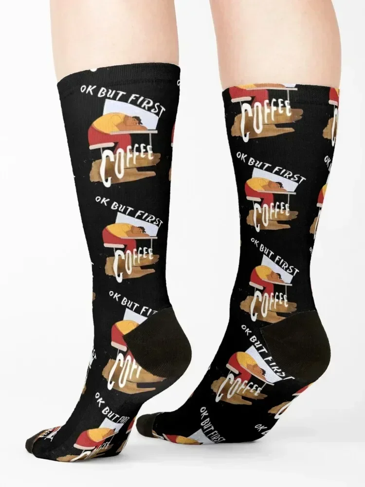 Okay but first coffee Socks custom men cotton high quality Stockings winter Mens Socks Women's