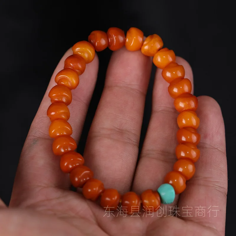 Yak Bone Carving, Small Ingot-Shaped Bracelet, Tibetan-Style Patina, Buddhist Beads, Turquoise