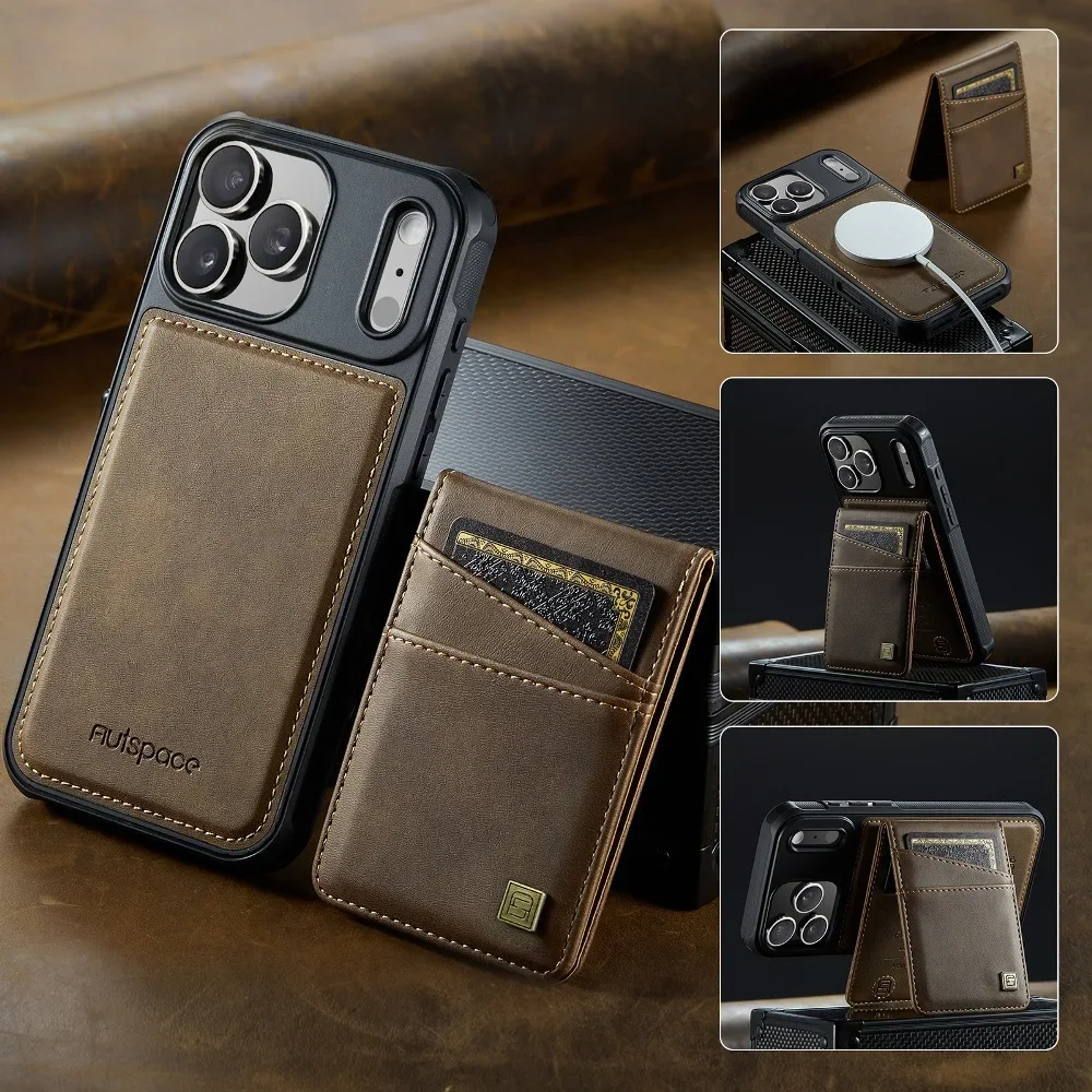 

Back Magnetic Detachable Phone Cover for iPhone 17 Air 16e 15 14 Plus 13 12 Pro Max with Vertical Flip Wallet Card Case