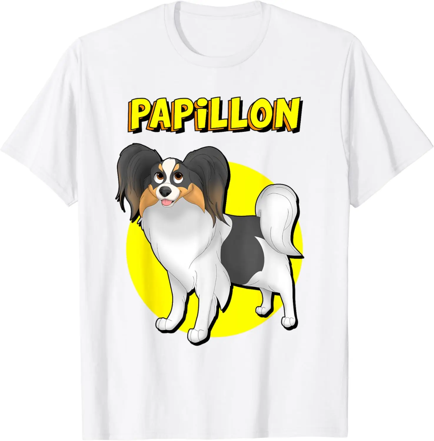 Cute White Black & Tan Papillon T-Shirt Men Women Summer T Shirt Graphic T Shirts Classic Fashion Streetwear O-neck Short-sleev