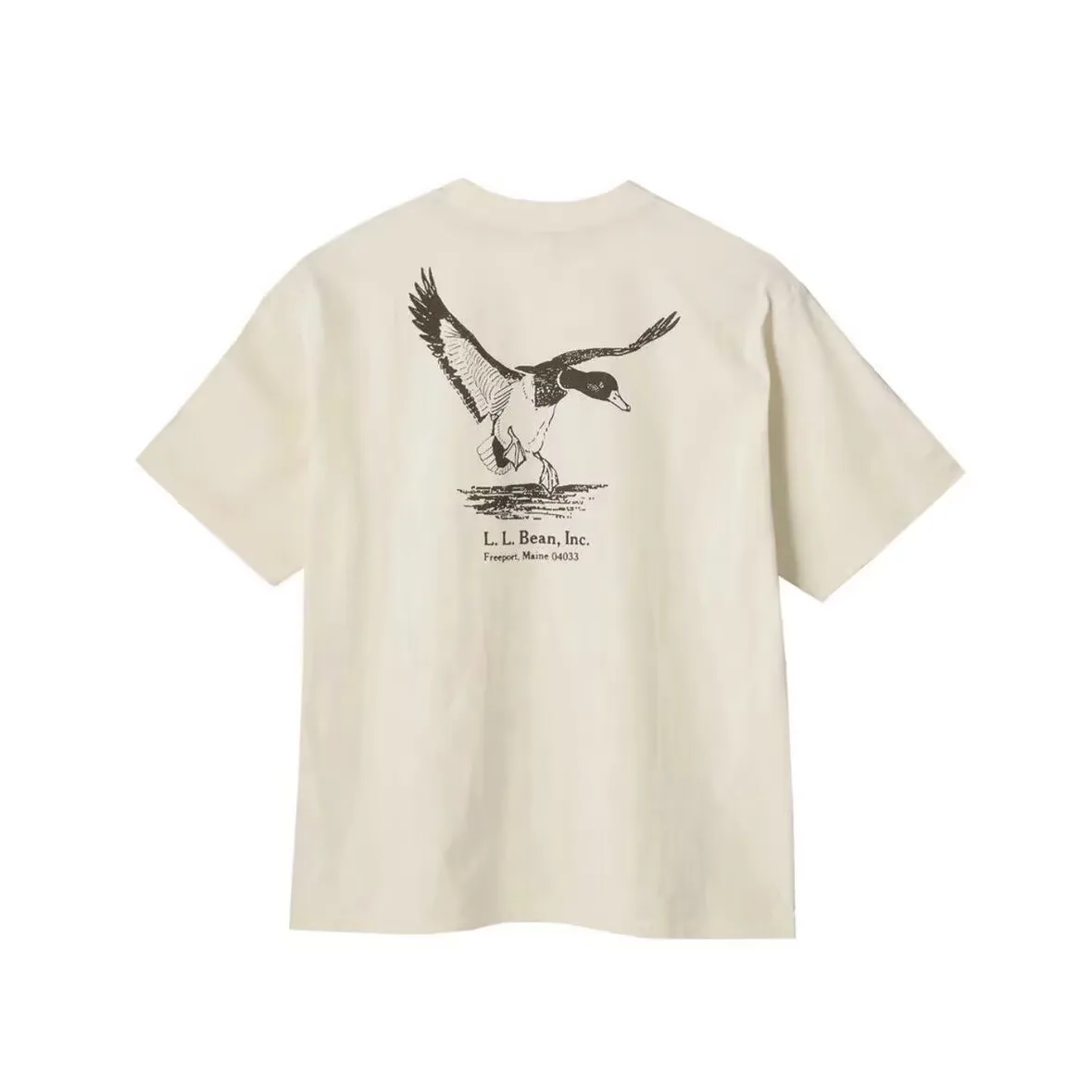 

Футболка Outdoor LLbean Salmon Goose Du Letter Print Ci Boy с круглым вырезом и коротким рукавом, повседневная, свободного кроя, дышащая