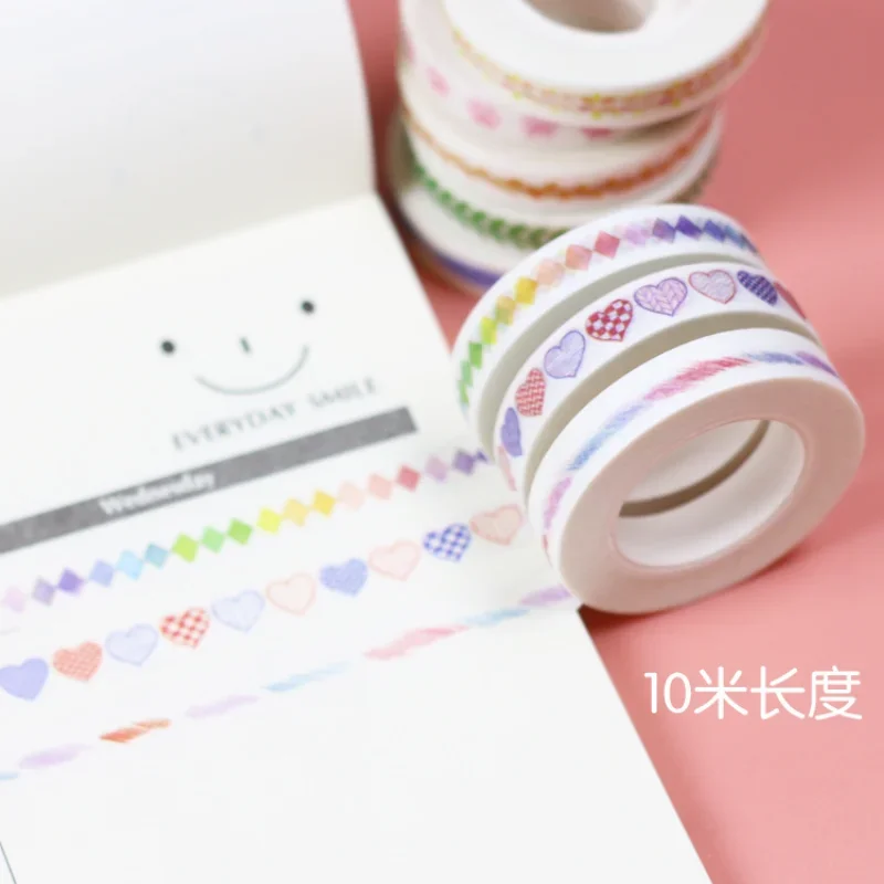 10M Divider Cute Kawaii  Washi Tape Set Journal Supplies Masking Tapes Washy Organizer Washitape Pastel Korean Stationery