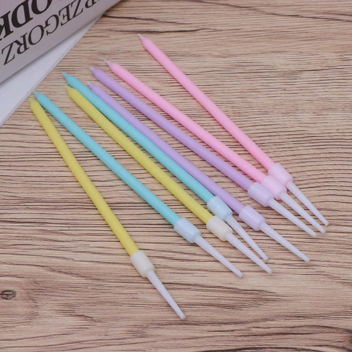 

40pcs Colorful Birthday Cake Candles Slender Long Candles Party Decoration Eco-Friendly Mix Match For Celebration Photo Prop