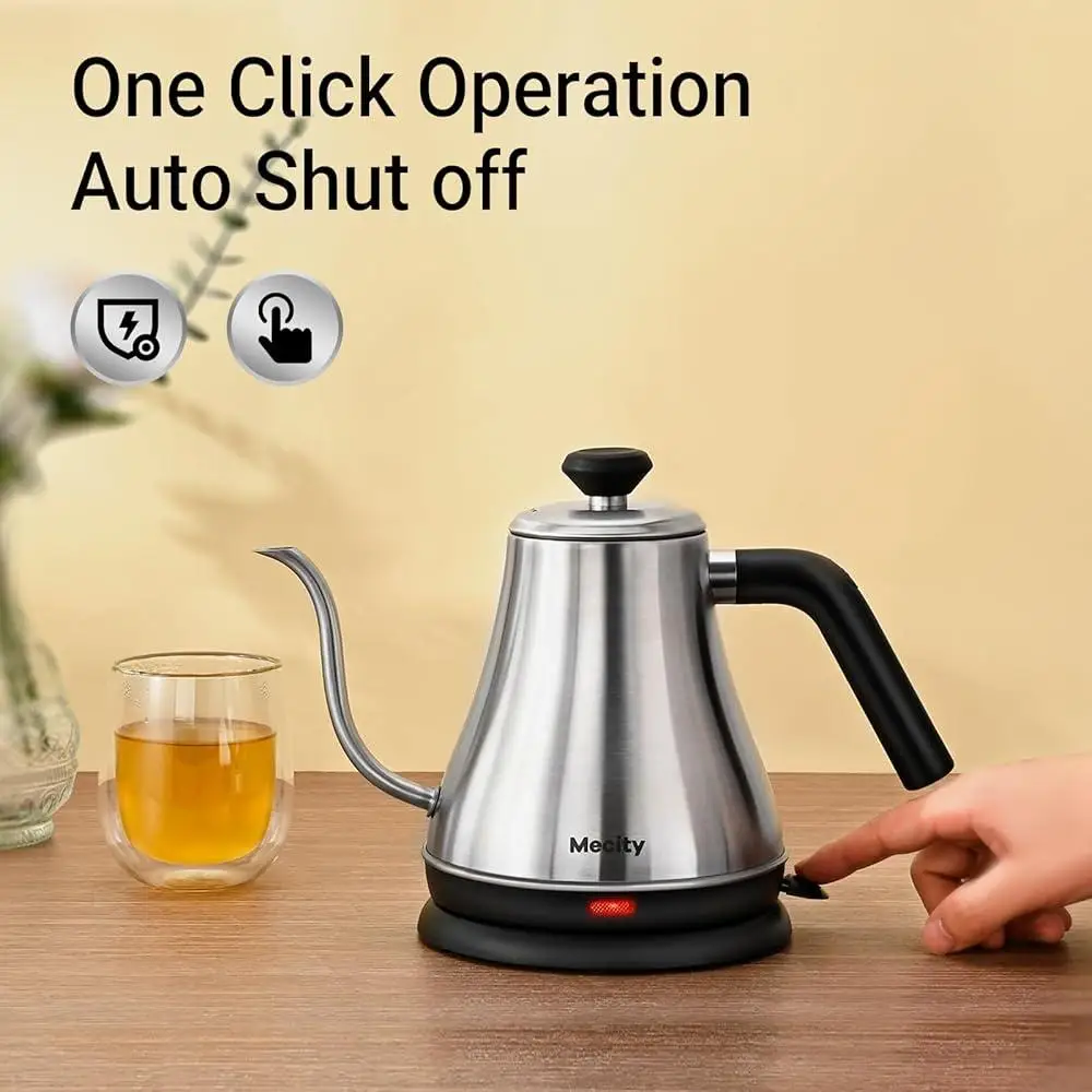 Gooseneck Electric Kettle Stainless Steel Fast Heating Auto Shut Off Precision Pouring Durable 1000W Tea Coffee Water Boiler