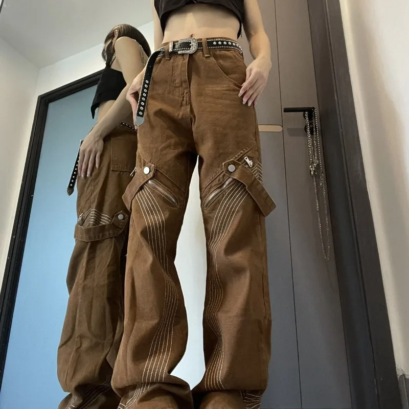 

Американские джинсы с вышивкой в стиле ретро в стиле хип-хоп, свободные прямые брюки для мужчин и женщин, широкие брюки в стиле хип-хоп