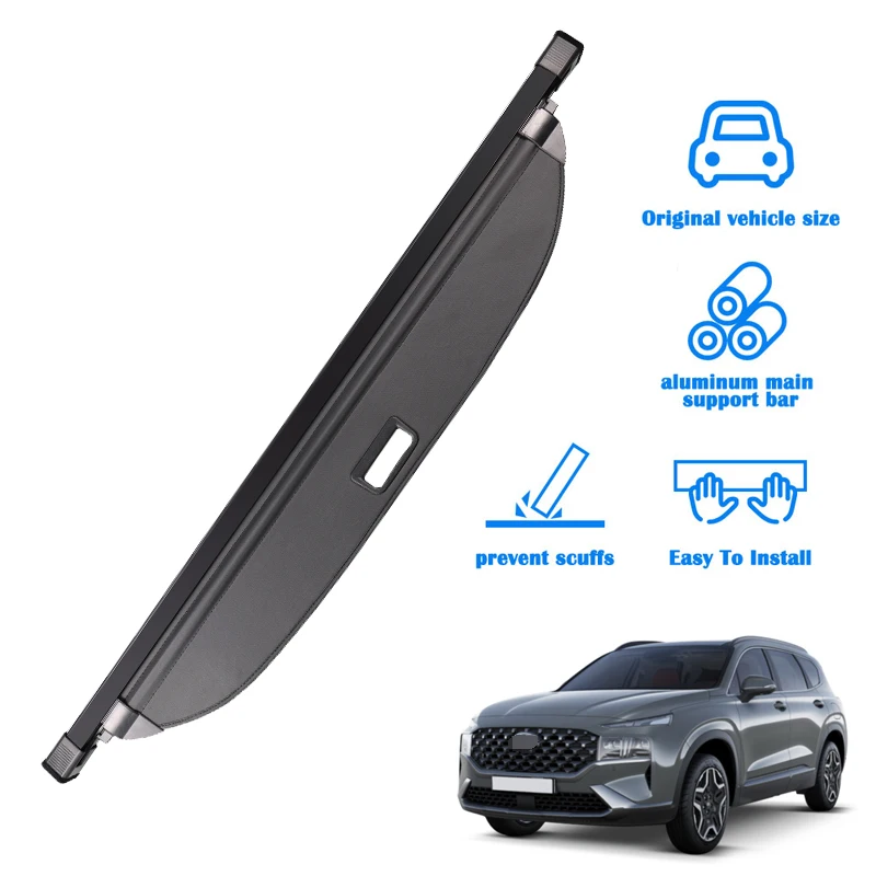 For Hyundai santa fe 21-23 accessories，Privacy Screen Retractable Trunk Security Tonneau Cover Luggage Shield Shade Cargo Cover