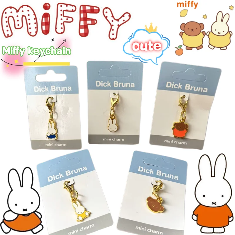 Miffy Boris Schlüsselanhänger mit hochwertigem Cartoon-Print, kreativer Metallanhänger als Dekoration für Herren- und Damenrucksäcke.