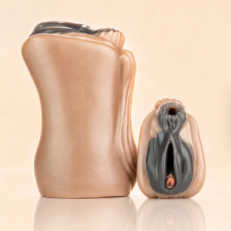 LUUK Fantasy Cow Silicone Male Masturbator Fetish Sex Toys 2-in-1 Soft Pocket Pussy Realistic Vagina Channel Stroker ManTraining