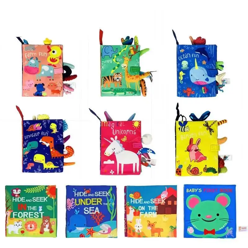 0-36Months Baby Rattles Mobiles Toys Soft Animal Cloth Book Newborn Stroller Hanging Toy Early Learning Educate Kids Book Toys