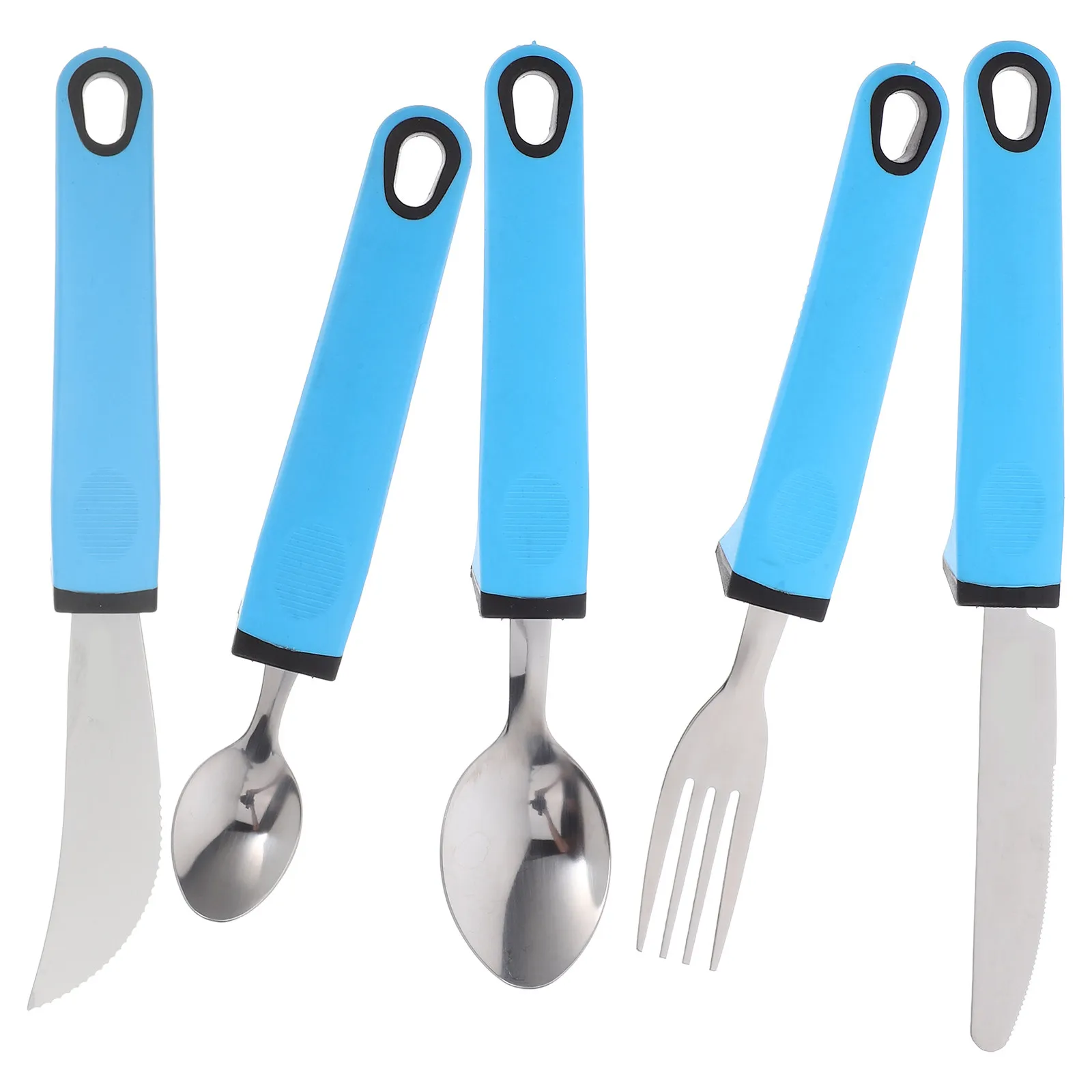 1Set Stainless Steel Adaptive Tableware Set for Elderly and Disabled Anti-Shaking Fork Spoon Ergonomic Grip Tremor Proof Eating