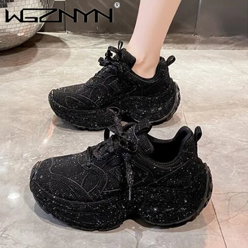 Luxury Women Fashion Running Shoe Designer Diamond Shining Casual Sports Shoes Women Thick Soled Casual Sneakers Zapatos Mujer