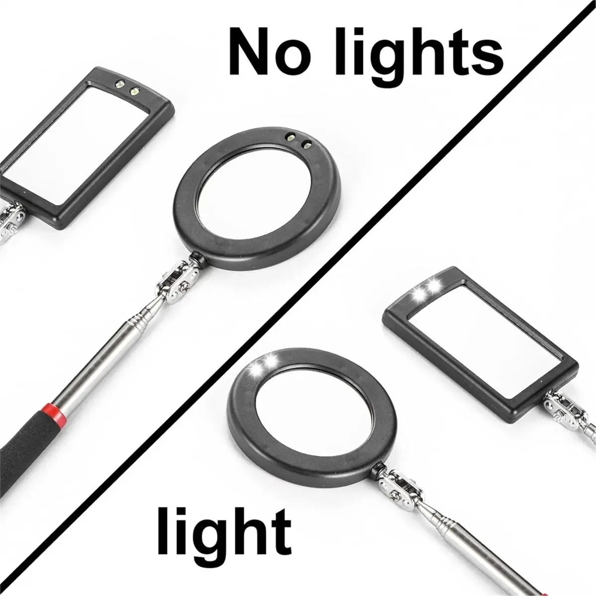 Telescoping Inspection Mirror LED Lighted Inspection Mirror for Checking Vehicle,Mouth, Small Parts Observation